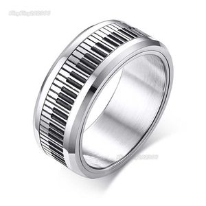 Hommes Musique Piano Clavier Anneau Rotatif Spinner Anneaux Pour Homme Petit Ami Cadeaux Ton Argent Anneaux