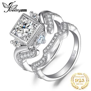 Con pietre laterali Gioielli 2 pezzi Fede nuziale in argento sterling 925 per donna 13 ct AAAAA CZ Diamanti simulati Claddagh Fidanzamento Set da sposa 230707