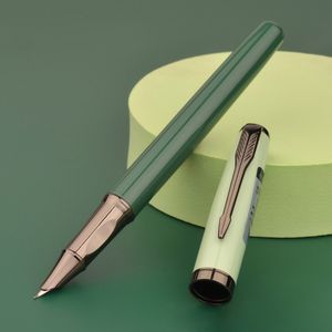 Fountain Pens Morandi Green Artistic Pen For Beginners To Correct Posture Practice Calligraphy Signature With 05mm Hidden Straight Thin Nib 230707