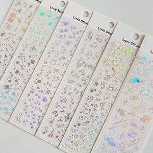 Клейкие наклейки Корея Серебряные музыкальные звезды градиент лазерная наклейка