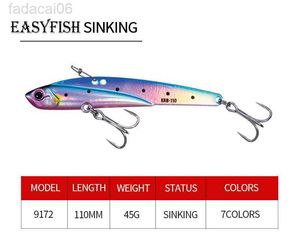 Köder lockt EASYFISH 110 mm 45 g sinkender VIB-Angelköder Forellenbarsch-Köder Salzwasser-Swimbait-Metall-Jig-Wobbler-Fischen Pesca-Metall-Vib-Köder HKD230710