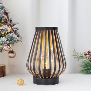 Lampy stołowe metalowa klatka lampa LED latarnia zasilany z baterii bezprzewodowe światło akcentujące z żarówką w stylu edisona na wesela Home Decor