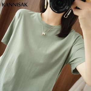 Suits 2023 Women Tshirts Oneck Solid Short Sleeve Tshirt Loose Spring Summer Womens Tops Cotton Ladies Tees Casual Female T Shirt