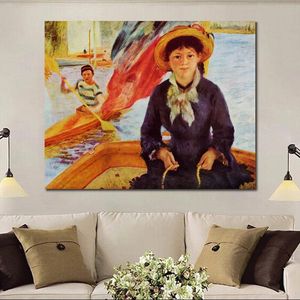 Handmade Artwork Canvas Paintings by Pierre Auguste Renoir Canoeing (young Girl in A Boat) Modern Art Kitchen Room Decor