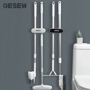 Toothbrush Holders GESEW Wall mount Mop Holder Household Storage Tools Punch free Rack For Kitchen And Bathroom Organizer Accessories 230710