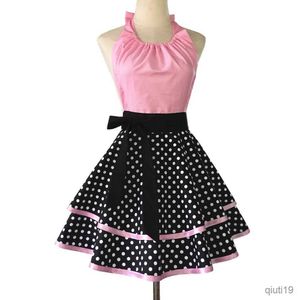 Kitchen Apron Cotton Dot Print Apron For Ladies Kitchen Cooking Anti-fouling Working Apron For Maids At Nail R230710