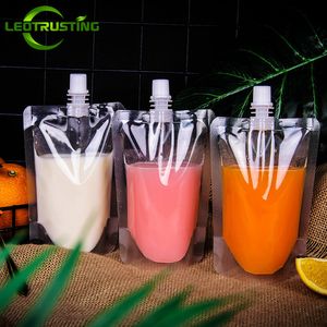 Packaging Bags 100pcslot Stand up Summer Plastic Packaging Spout Bags Happy Beverage Liquid Juice Milk Wedding Bar Party Drinking Pouches 230710