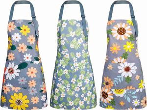 Fartuch kuchenny Kwiatowe fartuchy z kieszonkowym kwitnącym fartuchem damskim Wodoodporne regulowane fartuchy kuchenne do ogrodnictwa w kuchni i R230710