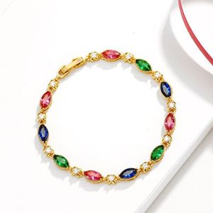 Kette MxGxFam 175cm3cm Grün Rot Zirkon Armbänder Für Frauen Mode Schmuck Reine Gold Farbe 24 k 230710