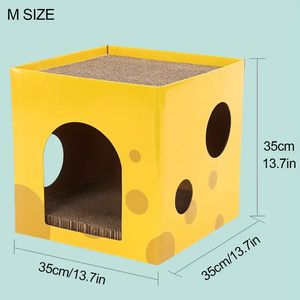 Cat Scratcher Cardboard House Carton For Cats With DIY, Corrugated Cat Cardboard Box