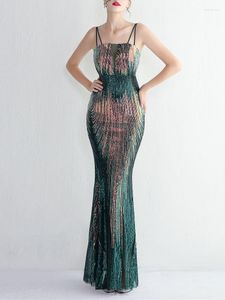캐주얼 드레스 레이디-아파렐 세련된 스팽글 슬림 한 피쉬 테일 드레스 신부 연회 우아한 이브닝 가운 축제 파티 럭셔리 여성 슬립