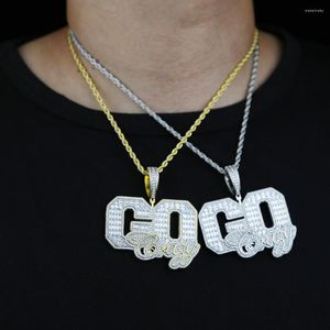 Catene Iced Out Full Square Cubic Zirconia CZ Pavimentato Grande grande lettera Collana con pendente iniziale in cristallo per uomo Ragazzo Gioielli hip-hop