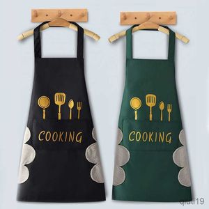 Kitchen Apron Hand-wiping kitchen Household Cooking Apron Men Women Waterproof Adult Fashion Coffee Overalls Wipe Hand Apron R230710