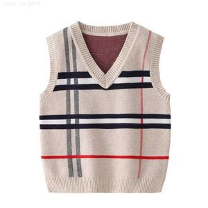 Gilet 2-8T Plaid Maglione Canotta Per Ragazzo Ragazza Bambino Bambino Bambino Primavera Autunno Scollo a V Maglia Top Autunno Moda Gilet Maglieria Abbigliamento 211011 L230710