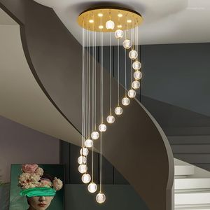 Lampade a sospensione Lampadario moderno a soffitto a LED per soggiorno in villa Scale a soppalco a luce acrilica Lampada a sospensione lunga Design a goccia Illuminazione per interni