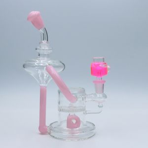 Cachimbo de água para fumar narguilé de cachimbo de água de 9 polegadas e 14 mm com pente de mel e tigela de óleo rosa