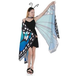 Stage Wear Butterfly For Girls Kids Costume Fairy Shawl Costume Accessory Satin Fabric Butterfly Rainbow Wings