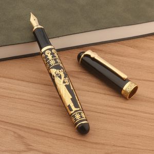 Fountain Pens Luxury Metal 650 Kalem Yardım Heykeli Mısır Firavun İş Kırtasiye Ofis Malzemeleri Altın Mürekkep 230707