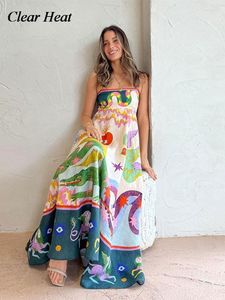Abiti casual Donna Stampa geometrica Patchwork Rosso Maxi scollo a V Manica lunga Vestido Summer Holiday Beach Causal Outfit