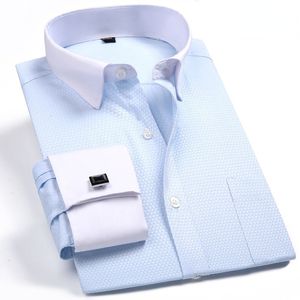 Men's Dress Shirts Classic White French Regular Fit Cufflinks Men's Business Dress Long Sleeve Lapel Men Social Shirt 230710