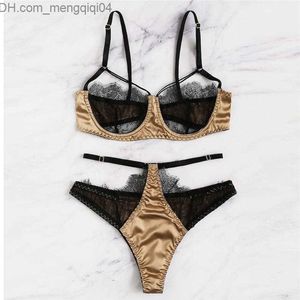 Conjuntos de sutiãs Lingerie Sexy Conjunto de sutiã Sexy Hot Womens Renda Push Up Sutiã Stain Seda Calcinha Roupa íntima Pijamas Conjuntos de lingerie Lenceria 661BRS10 Y200115 Z230710