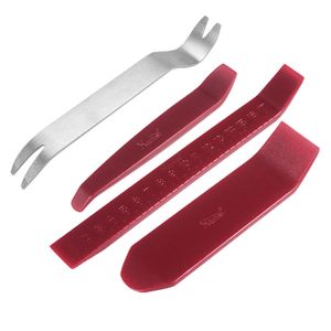 4pcs Plastic Car Auto Radio Door Clip Panel Trim Dash Audio Removal Installer Pry Tool Steel Removal Interior Trim Puller Kit HM-498S