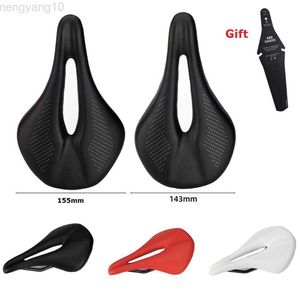 Bike Saddles No Full Carbon Saddle MTB/Road Bike Saddle Super Light Leather Carbon Cushions Bicycle Seat 143MM 155MM HKD230710