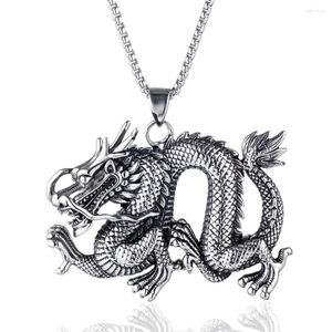 Collane con ciondolo 2023 Collana a catena semplice in acciaio inossidabile con drago cinese per accessori da donna Regalo di compleanno per gioielli di alta qualità