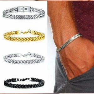 Pulseiras de elo 6 mm preto/prata/ouro cor hip hop rock mão hippie joias corrente quilha pulseira de aço inoxidável para homens
