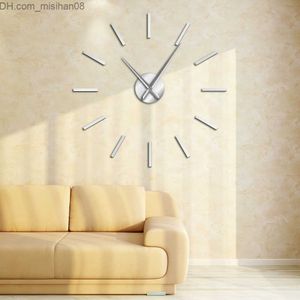 Väggklockor 3D stor akryl spegeleffekt väggklocka enkel design väggkonst dekoration kvarts tyst rengöring modern Gros Horloge handväggklocka Z230712