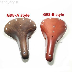 Bike Saddles Retro Vintage Bicycle Saddle Pure Cowhide Handmade Seat Custion Bike Sport Saddle Cycling Bike Seat G98 HKD230710