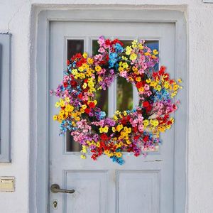 Decorative Flowers Front Door Colorful Wreaths Spring Summer Artificial Garland For Wall Window Holiday Festival Party Banquet Wedding