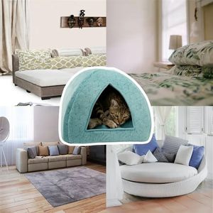 Pet Bed Warm Cave Nest Sovsäng Kitty Form Puppy House för katter och små hundar