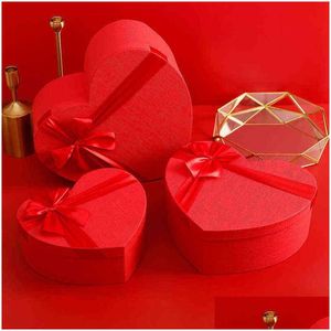Opakowanie na prezent czerwone serce kwiaciarnia w kształcie kapelusza pudełko pudełka na cukierki zestaw walentynki opakowanie kwiaty prezenty żywy wazon H1231 Drop Delivery Ho Dhsrj