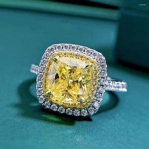 クラスターリング自然クッションカット 8 ミリメートルトパーズダイヤモンドリングリアル 925 スターリングシルバーパーティー結婚指輪女性の婚約ジュエリー