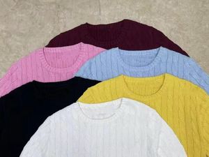 Suits Brand Ral** 100% Cotton Crewneck Cable Women Sweater with Short Sleeves Lady Cotton Sweater