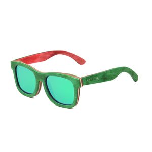 Jangoul Retro-Stil-Sonnenbrille für Herren, polarisierte Holzgläser mit Damen-Bambus-Karorahmen, UV400-Schutz, originelles Design