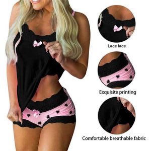 Women's Sleep Lounge Sexiga nattkläder Set Dam Underkläder Set Spets Underkläder Cami Vest Shorts Plus Size Ärmlösa Camisole Shorts 5XL Nattbyxor Pyjamas