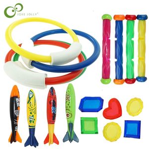 Gioco di sabbia Divertimento in acqua Immersioni Torpedo Giocattoli da lancio di razzi Gioco da biliardo Summer Robber Child Underwater Stick Toy 18 22pcs 230710