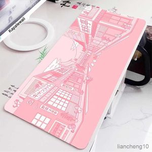 Mouse Pads Wrist Pink Neon City Gaming Mousepad Desk Mat XL Toky Street Anime Mouse Pad Gamer Keyboard 30x80 Art Playmat R230710