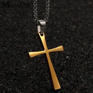 Pendant Necklaces Moorvan Cross For Men Casual Jewelry Simple Personality Fashion Crucifix Male Female Stainless Steel Christmas Necklace