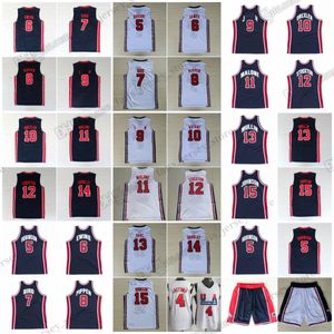 1992 Retro Basketbol Formaları Bird Robinson Drexler Pippen Malone Stockton Mullin Johnson Barkley Laettner Dikişli Jersey