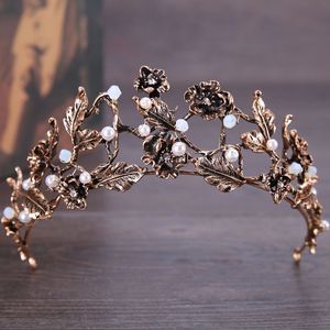 Lyxiga huvudstycken Brud Rose Gold Sparkle Rhinestone Crystals Wedding Crowns Huvudband Hårtillbehör