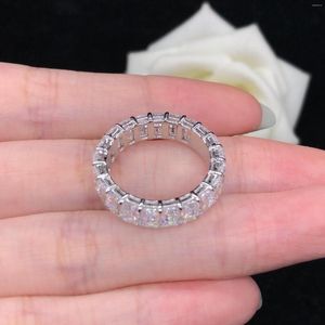 Klusterringar Solid Platinum PT950 Ring Diamant Kvinnor Förlovning Bröllopsband Jubileum För Tjej D Färg Pure Gold Smycken