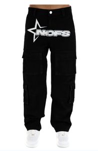Męskie dżinsy NOFS moda list drukuj Y2k mężczyźni Baggy główna ulica Vintage hip-hopowe spodnie dżinsowe Casual proste szerokie nogawki 230710