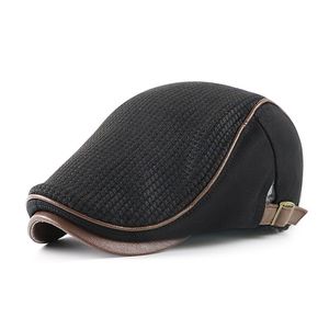 Berretto piatto da uomo Cappello berretto britannico Cappello Gatsby lavorato a maglia autunno inverno Berretto a spina di pesce di mezza età Patchwork Newsboy Visiera da golf a becco d'anatra