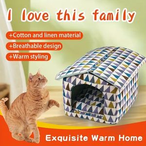 Haustierbett Warmes Höhlennest Schlafbett Welpenhaus für Katzen Abnehmbares Sommerkatzen-Universalnest