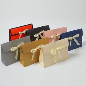 Gift Wrap Small Large Size Paper Envelope With Ribbon Underwaist Storage Bag For Scarf T-shirt Packaging Supplies Event Party