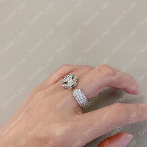 Anel de cabeça de leopardo de luxo designer de joias femininas masculinas anéis de casamento de diamante moda ouro anel de prata alta qualidade bom