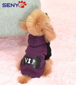 Dog Apparel Pet Clothes With Hat Fleece Print Sweater Warm And Comfortable In Autumn Winter For Teddy Dogs Wearing Supplies